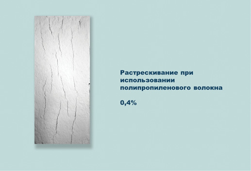 Трещины в слое штукатурки при использовании полипропиленового волокна (6 мм)