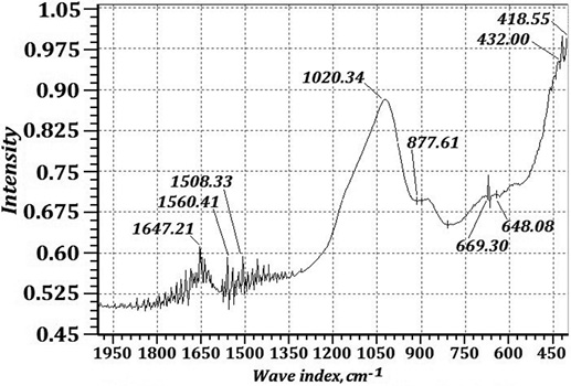 Физико-химические исследования образца 2-го состава, хранившегося в агрессивной среде, инфракрасный спектр
