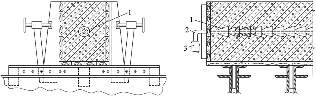 Схема вакуумной обработки монолитных конструкций при помощи гирлянды из пористых элементов-фильтров разового использования